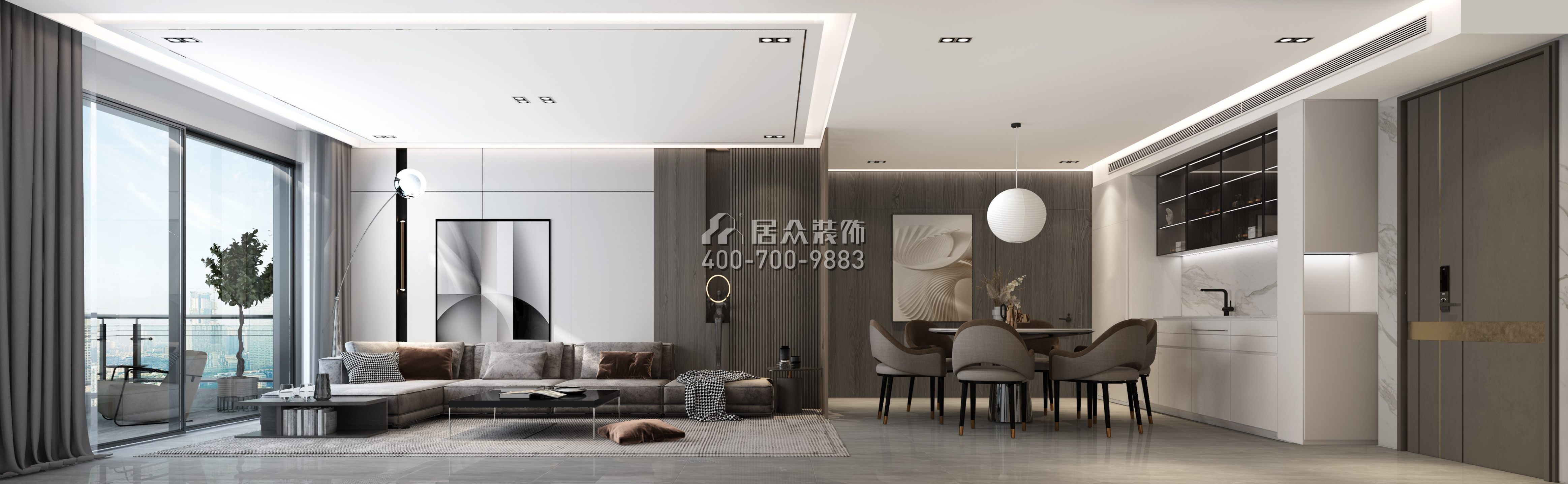 现代装修案例_天津华侨城万科翡翠嘉和三居室125平米装修效果图