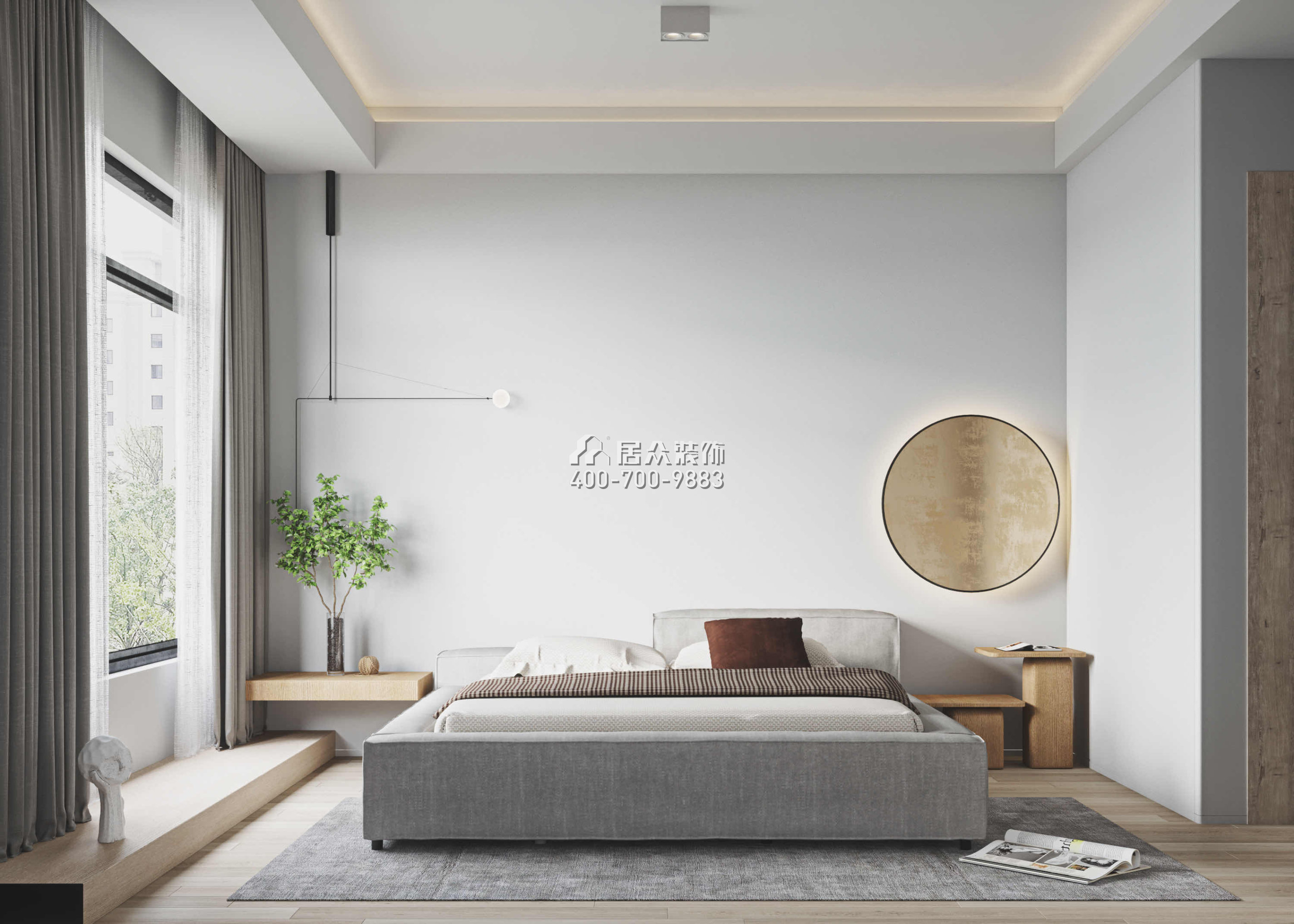 翠湖香山别苑320平方米现代简约风格复式户型卧室装修效果图