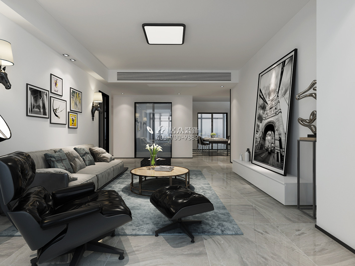 青年新城140平方米現代簡約風格平層戶型客廳裝修效果圖