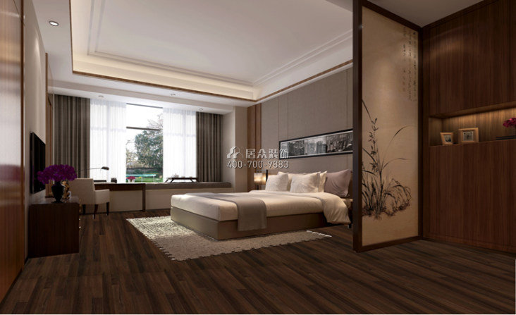 中洲中央公园260平方米中式风格平层户型卧室装修效果图