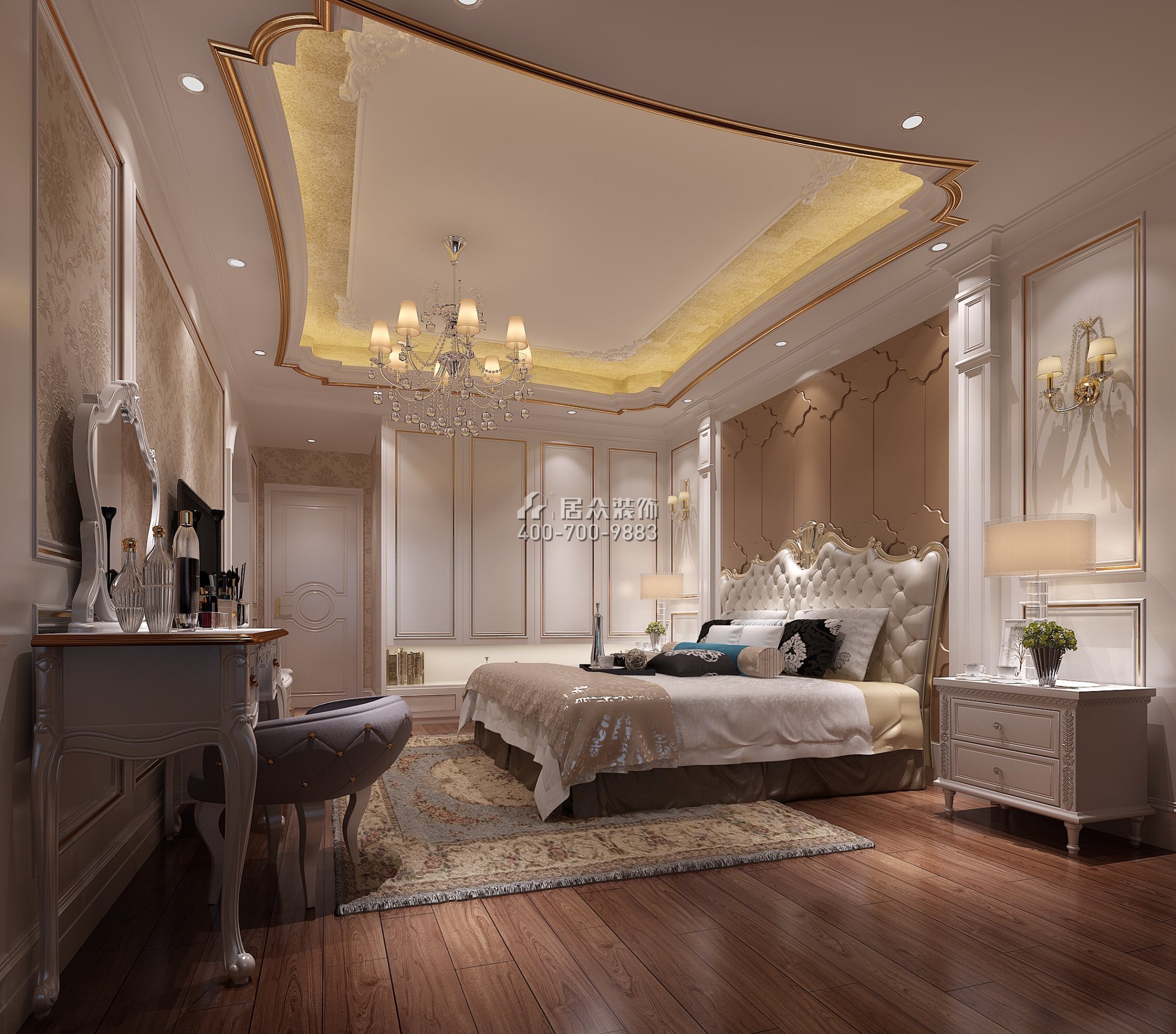 广州华发四季182平方米欧式风格平层户型卧室装修效果图