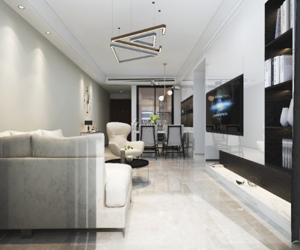 深房传麒尚林二期89平方米现代简约风格平层户型客厅装修效果图