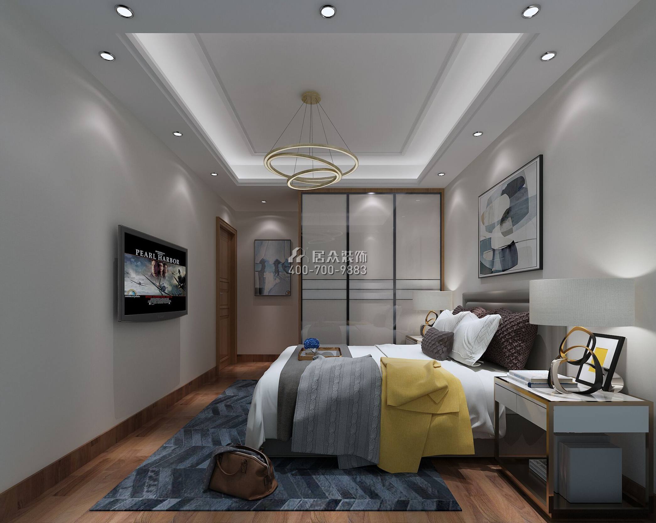 自由人142平方米中式风格平层户型卧室装修效果图