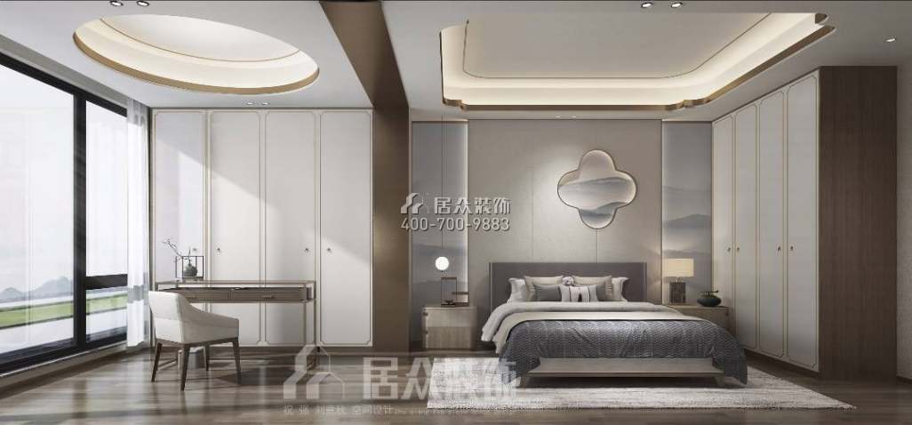 龙湖嘉天下400平方米中式风格别墅户型卧室装修效果图