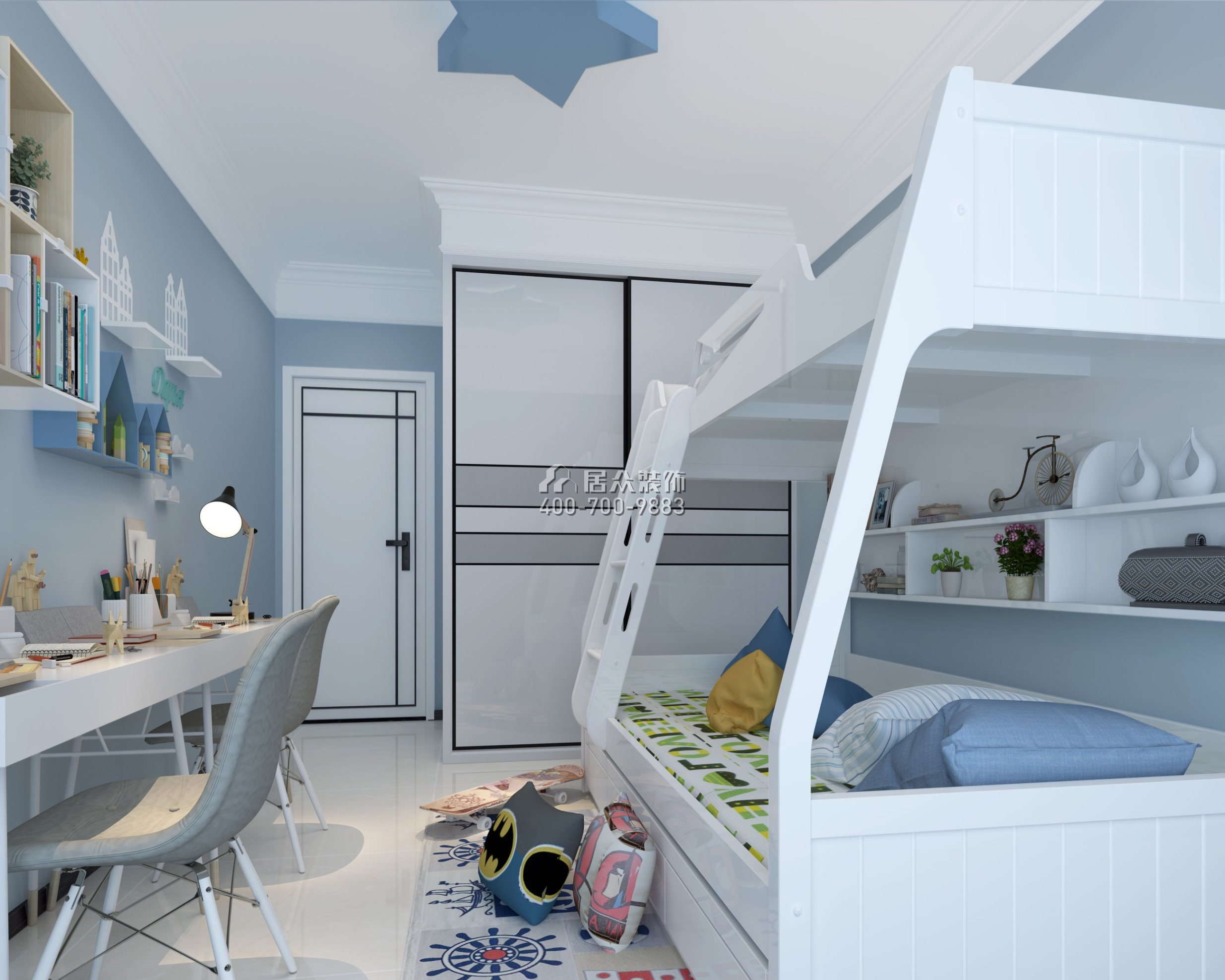 西薈城110平方米現代簡約風格平層戶型兒童房裝修效果圖