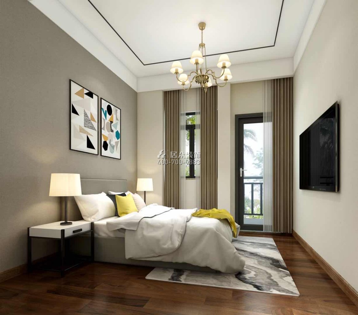 湖景壹号庄园一期280平方米现代简约风格复式户型卧室装修效果图