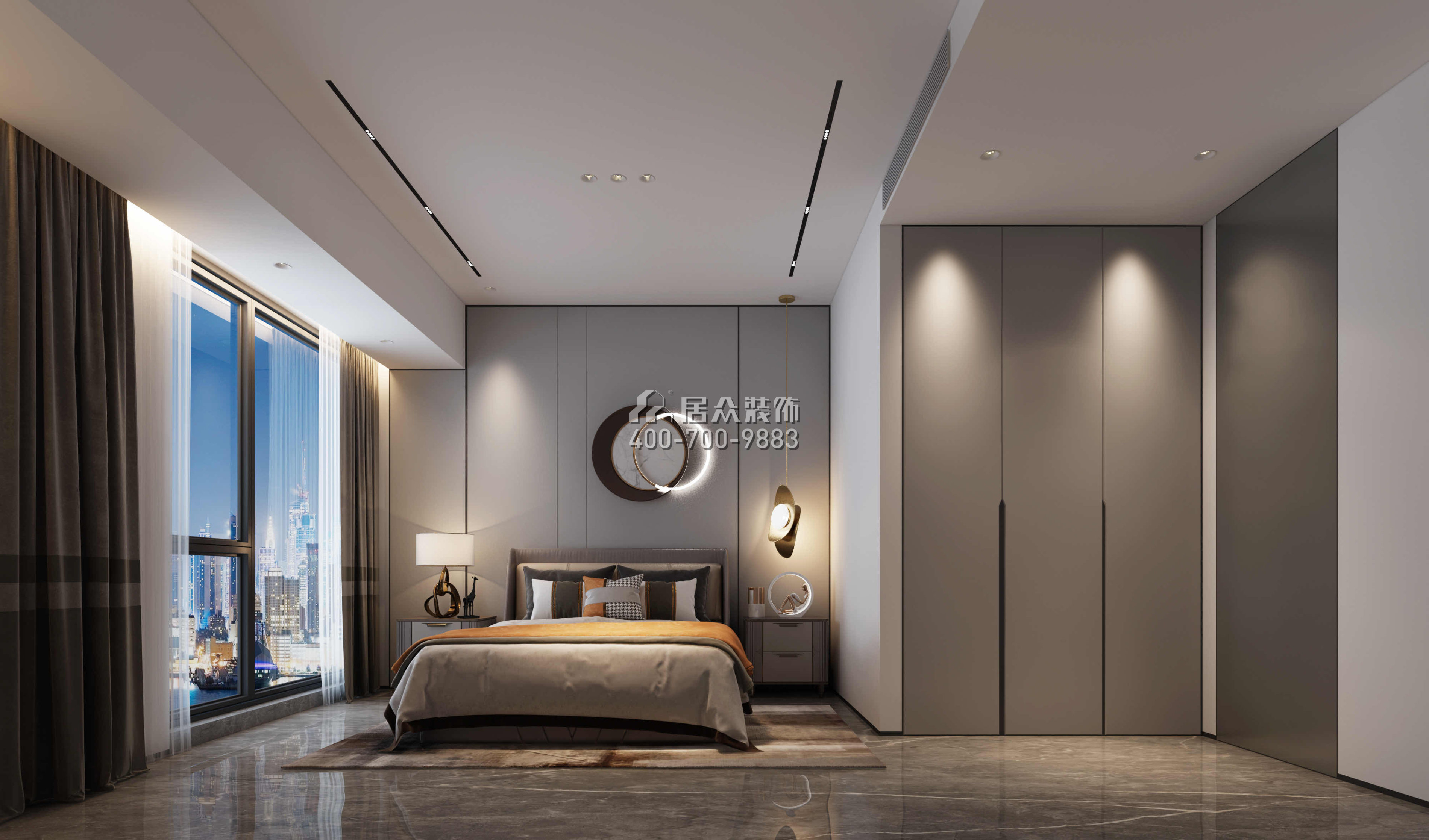 仁山智水350平方米现代简约风格平层户型卧室（中国）科技有限公司官网效果图