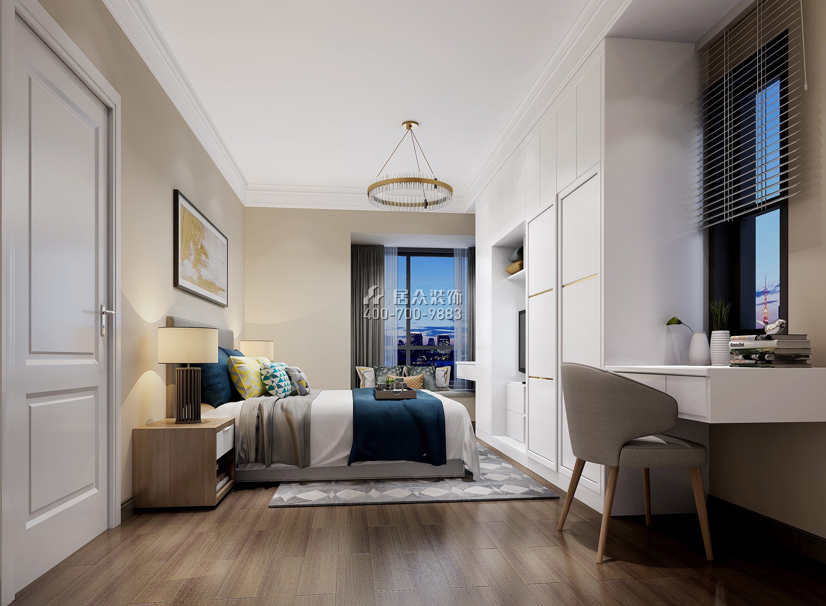 四季豪园98平方米现代简约风格平层户型卧室装修效果图