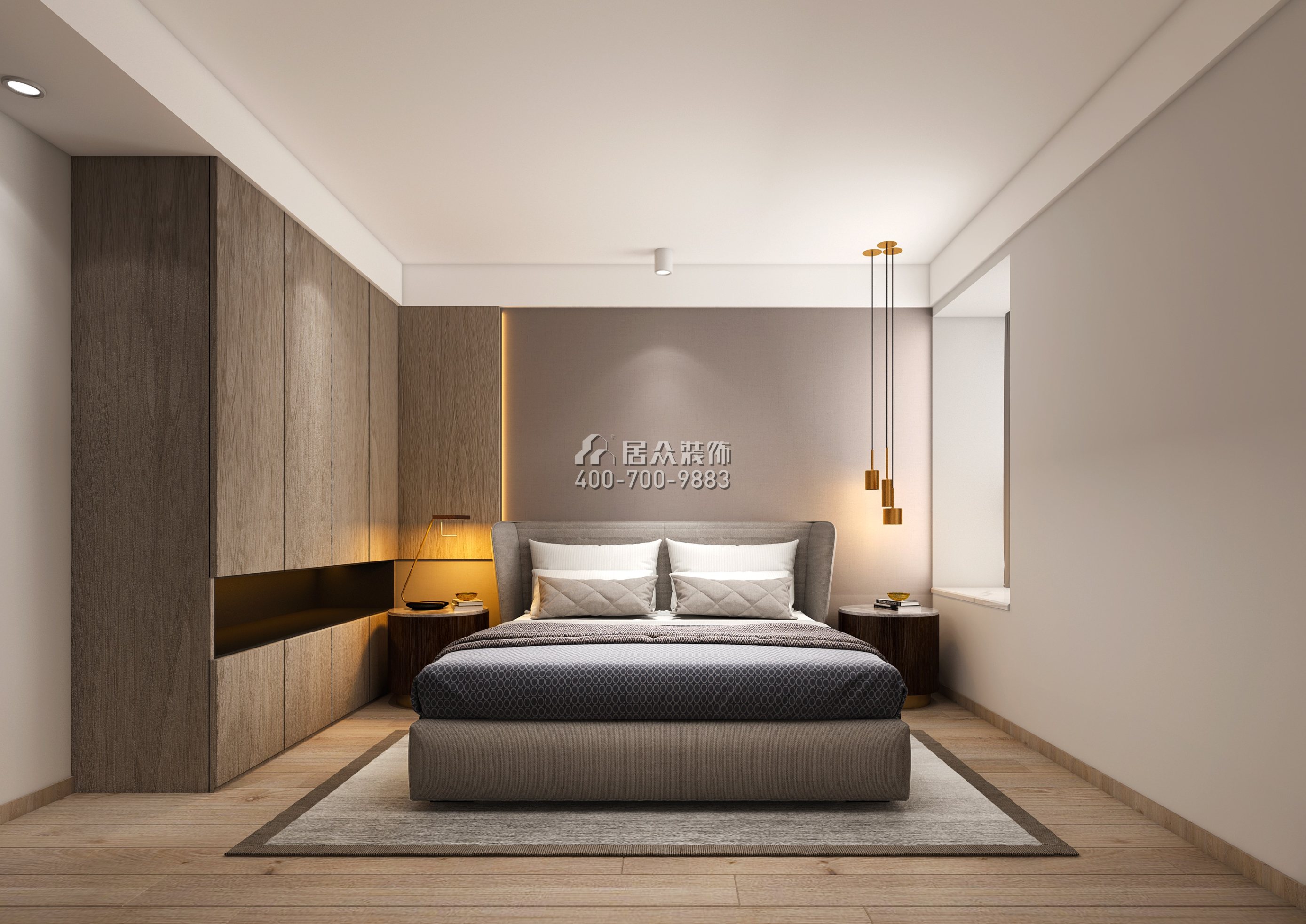 福宇轩110平方米现代简约风格平层户型卧室装修效果图