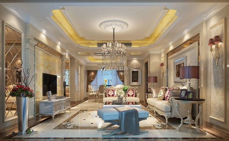 紫麟山211平方米欧式风格平层户型客厅装修效果图