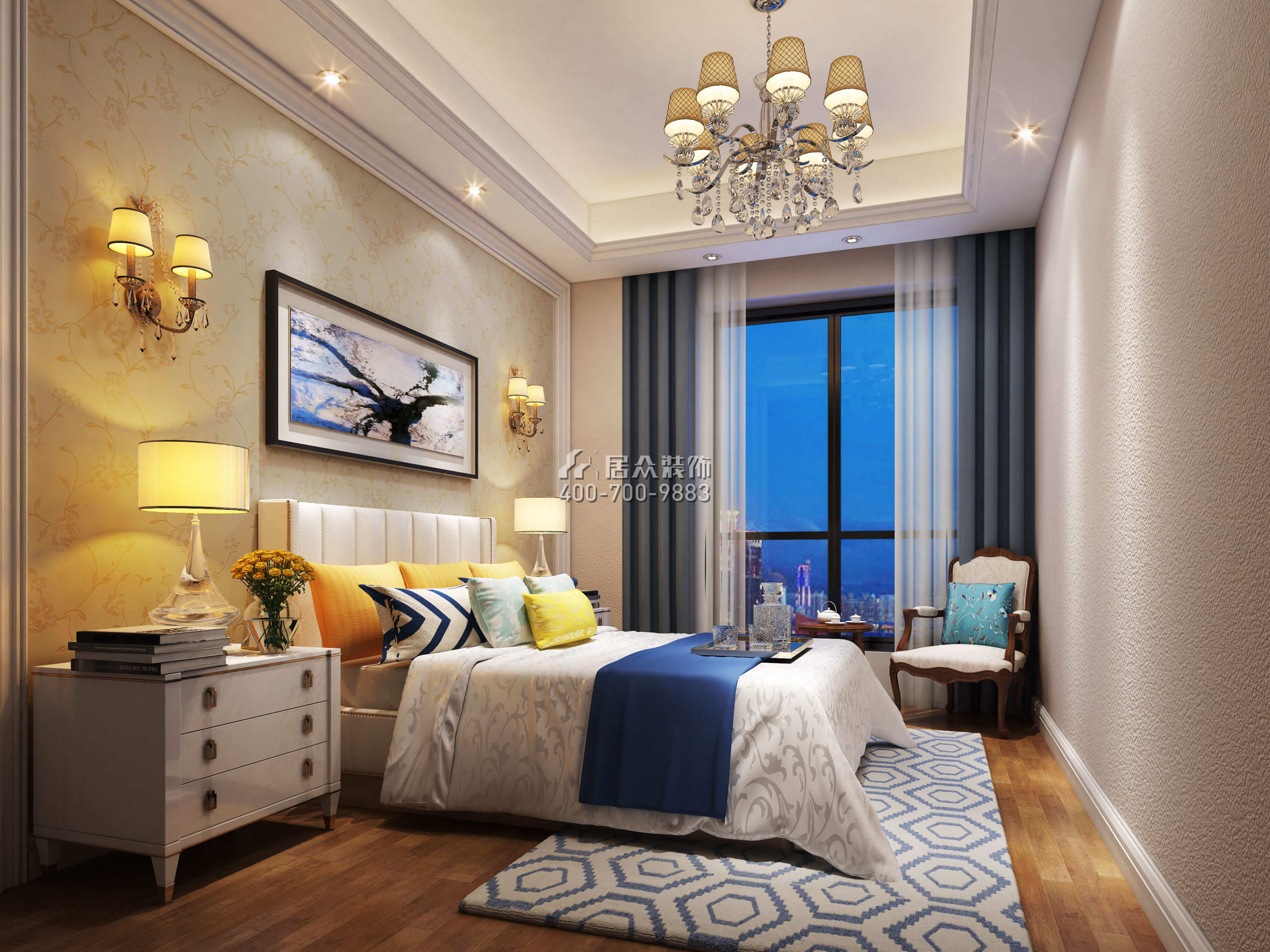 香蜜湖九号大院310平方米欧式风格平层户型卧室装修效果图