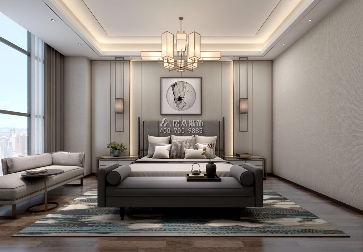 博林天瑞花园一期180平方米现代简约风格平层户型卧室装修效果图