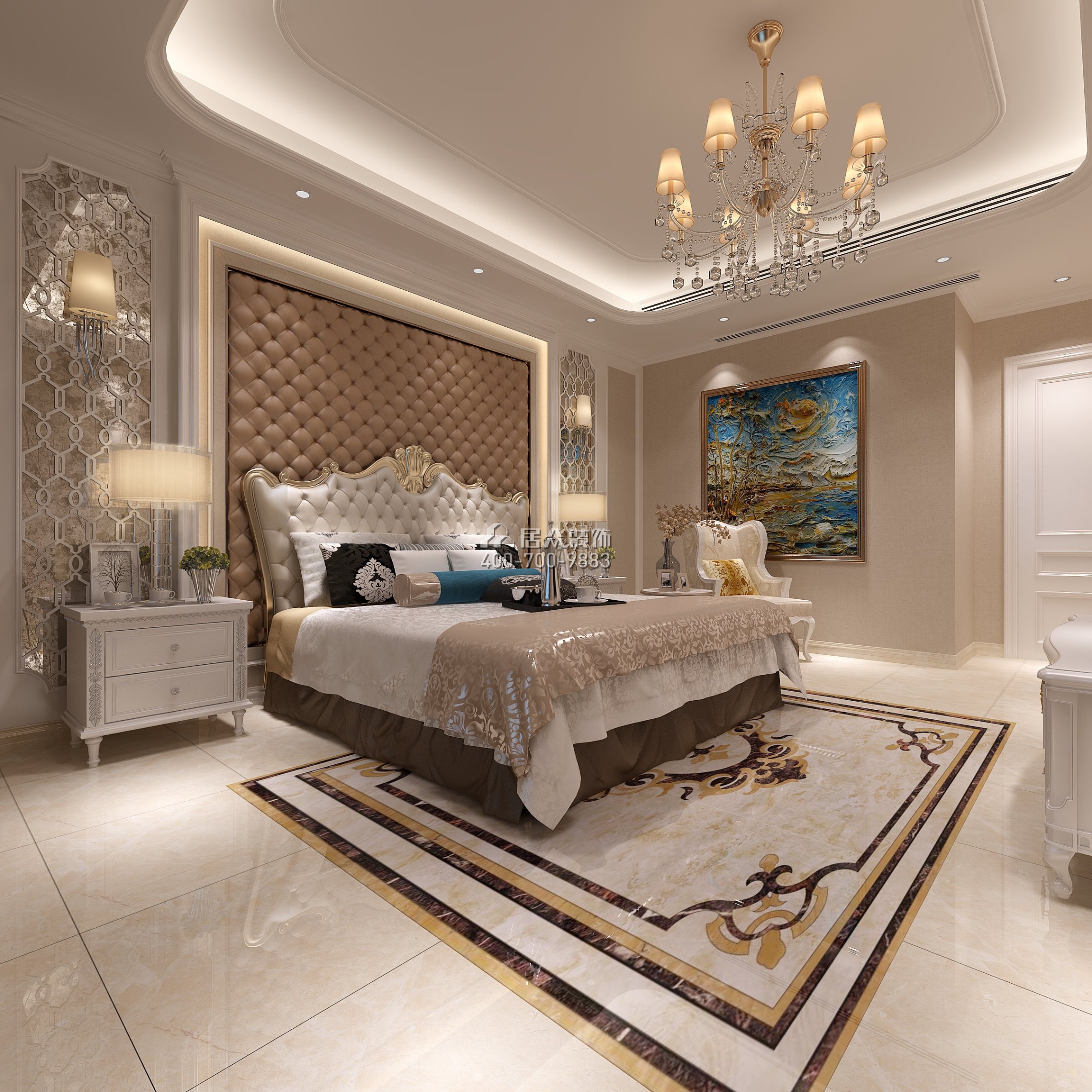 广州华发四季186平方米欧式风格平层户型卧室装修效果图