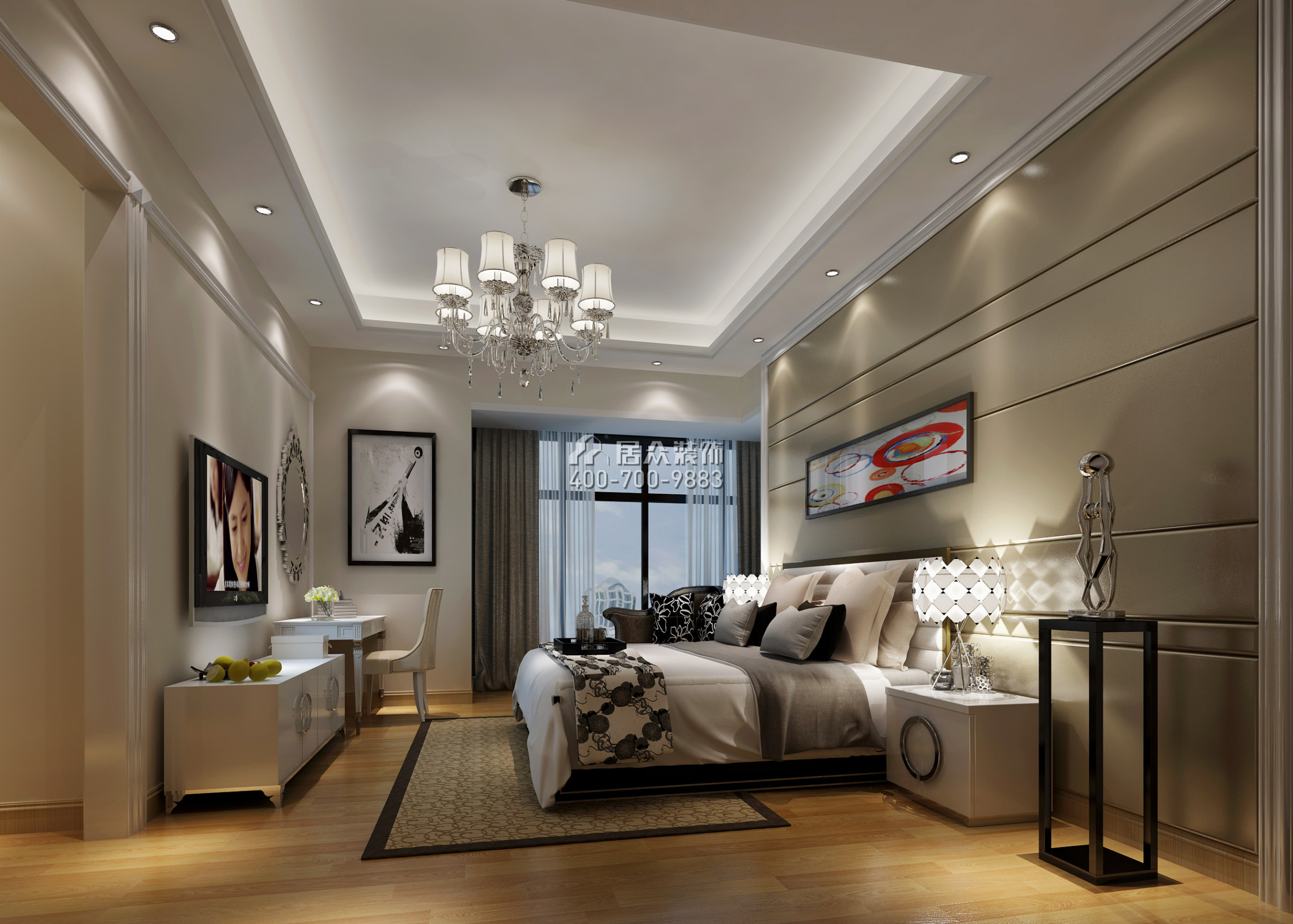 天悅灣170平方米現代簡約風格平層戶型臥室裝修效果圖