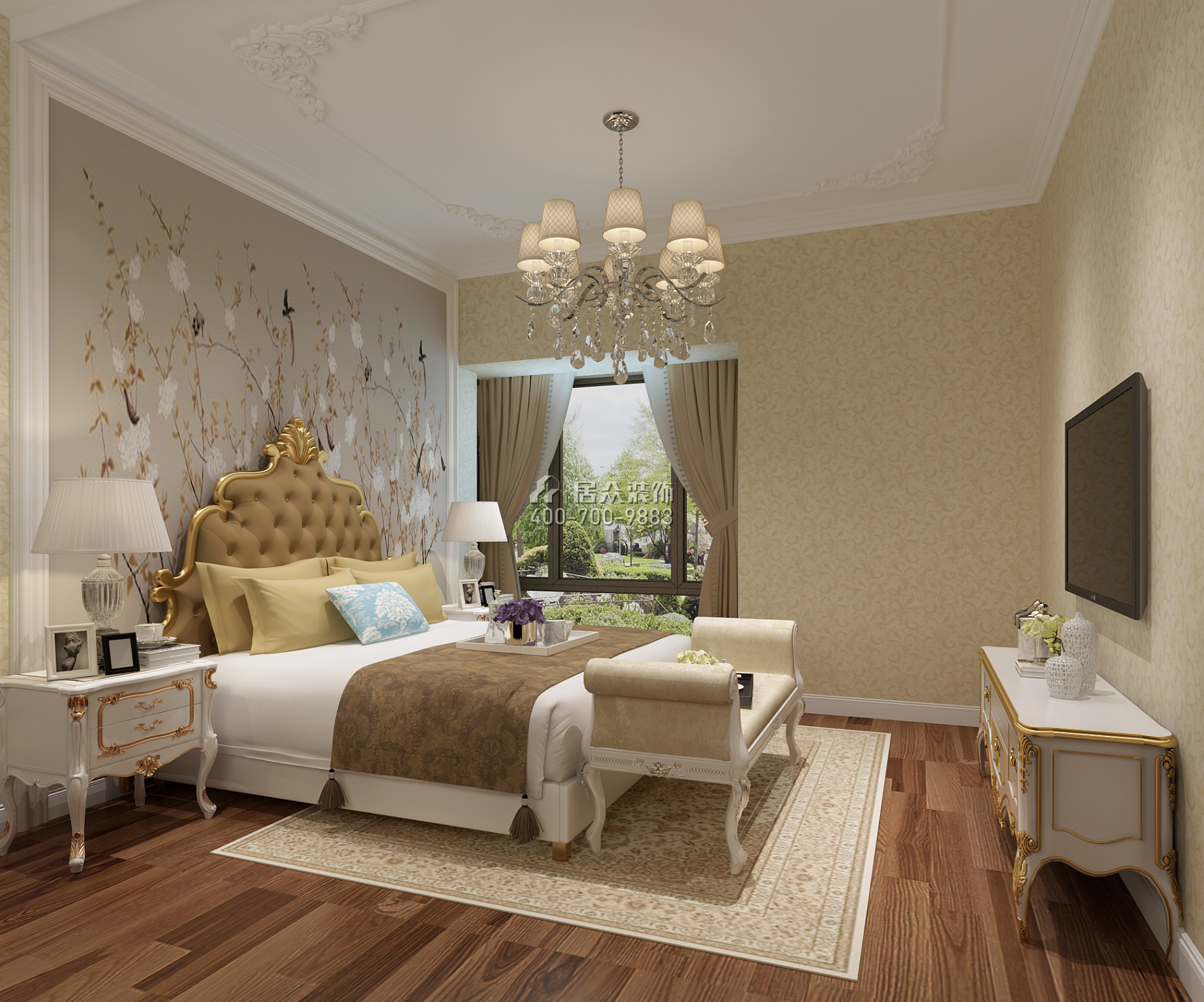 山语海150平方米欧式风格平层户型卧室装修效果图