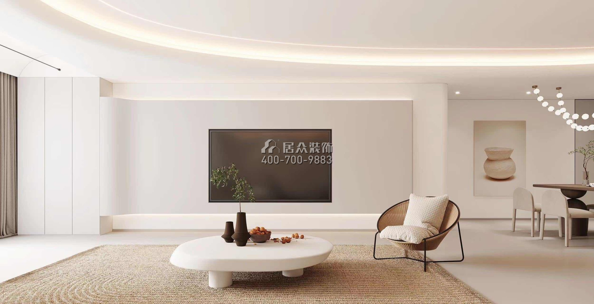 中洲滨海华府一期166平方米现代简约风格平层户型客厅装修效果图