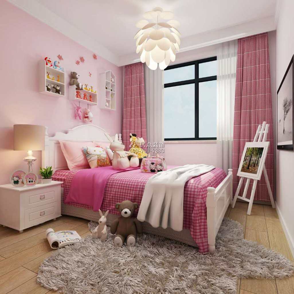 维港半岛150平方米美式风格平层户型卧室装修效果图