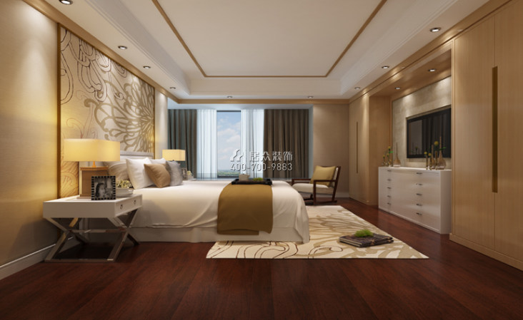 纯水岸254平方米中式风格平层户型卧室装修效果图