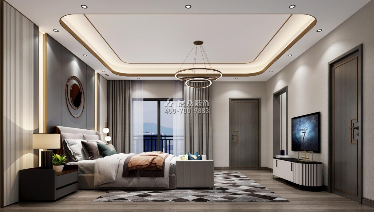 金色半山400平方米中式风格别墅户型卧室装修效果图