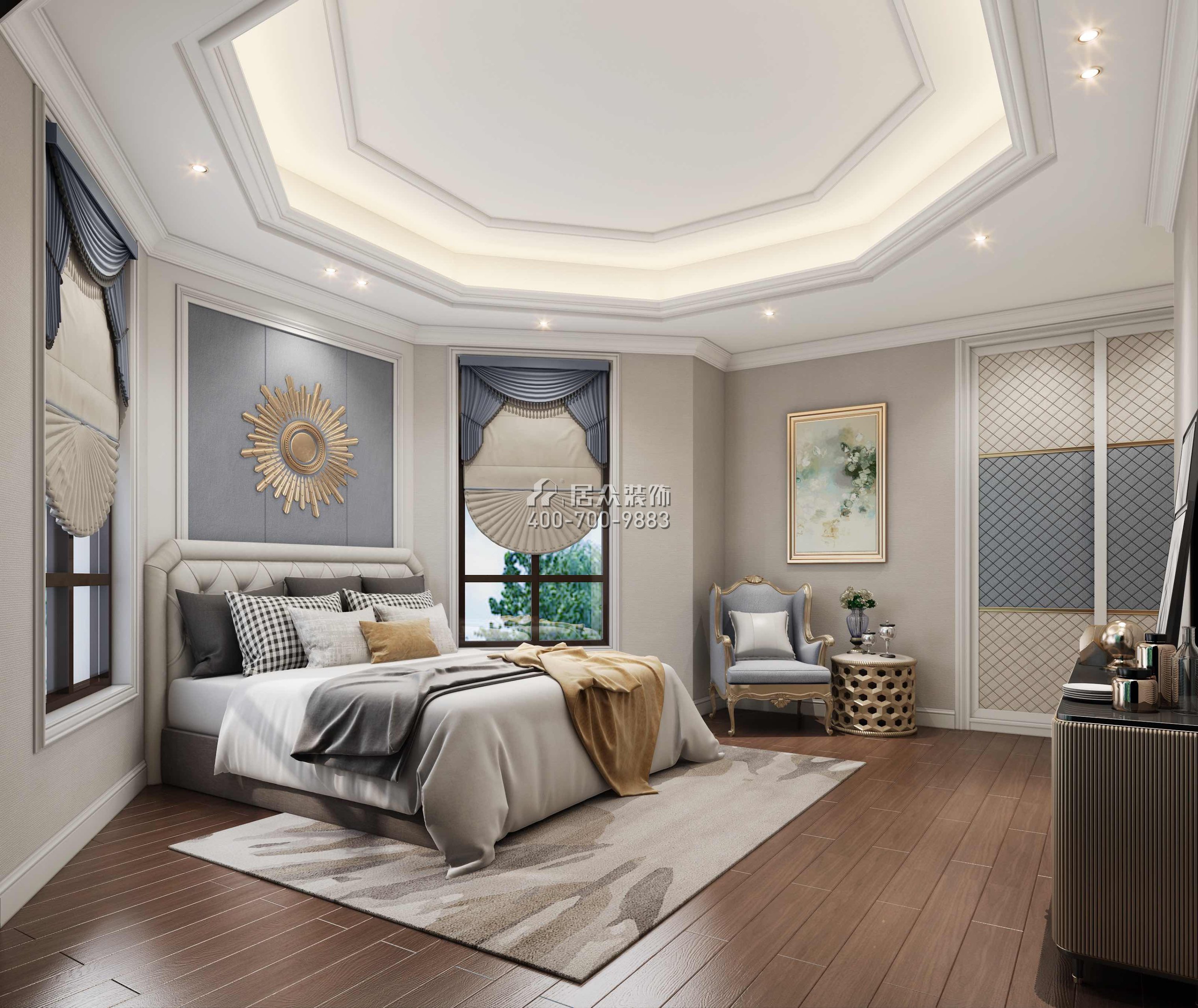 卧龙山一号500平方米欧式风格别墅户型卧室装修效果图