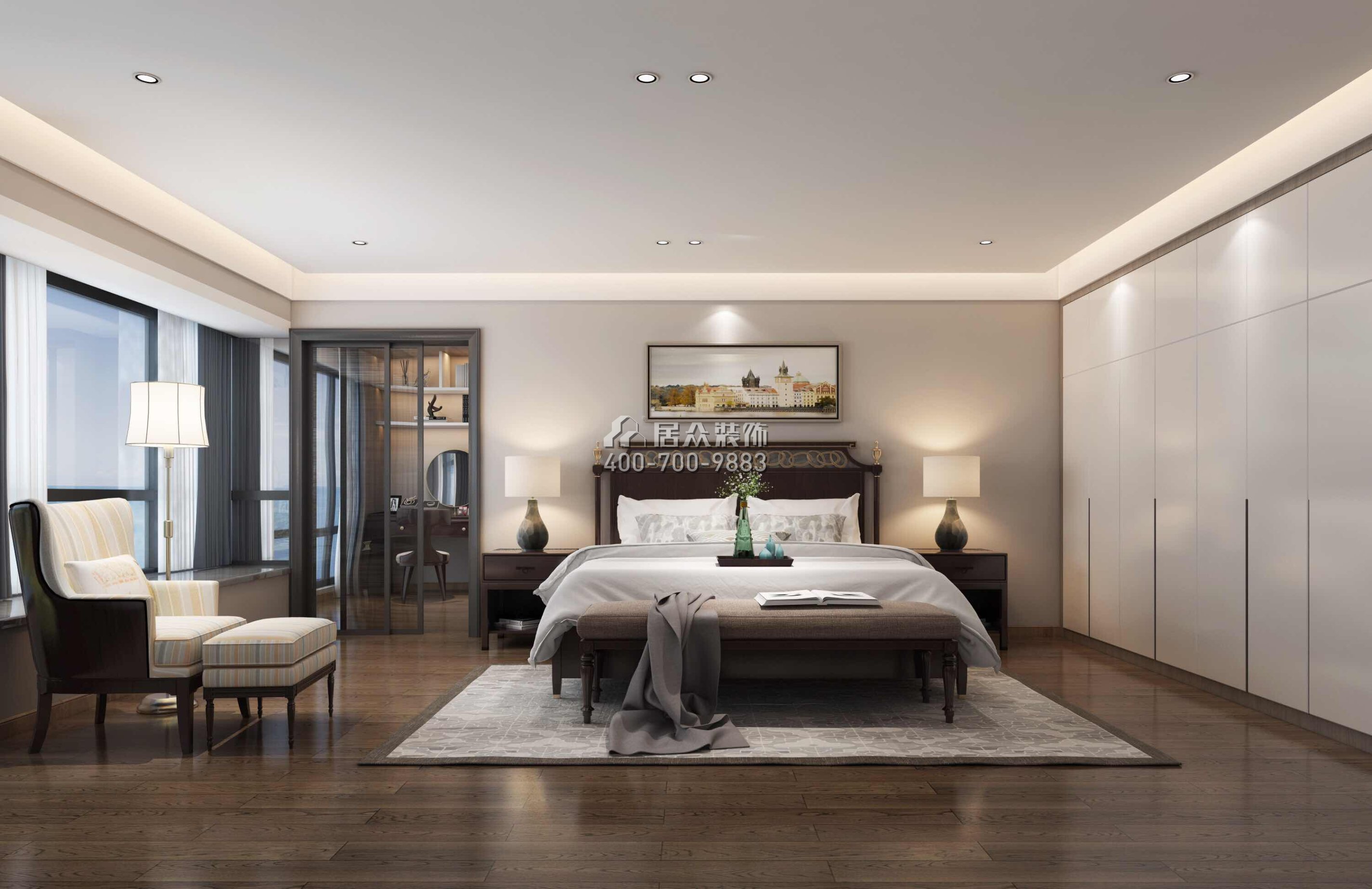 碧海云天200平方米现代简约风格平层户型卧室装修效果图