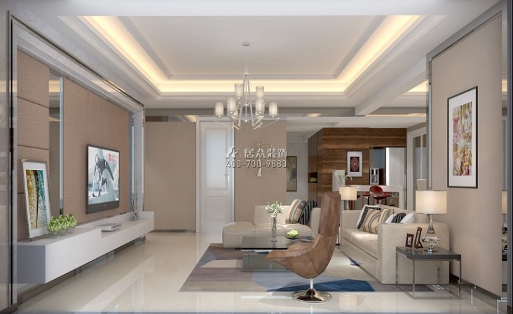 恒裕海湾250平方米现代简约风格平层户型客厅装修效果图