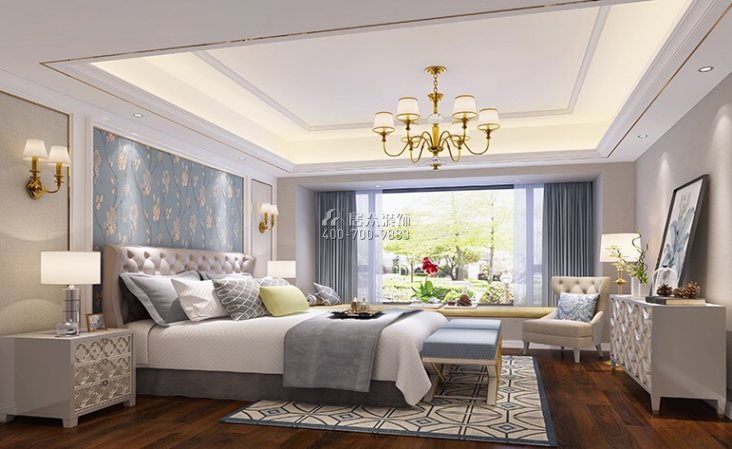 香山美墅花园203平方米美式风格平层户型卧室装修效果图