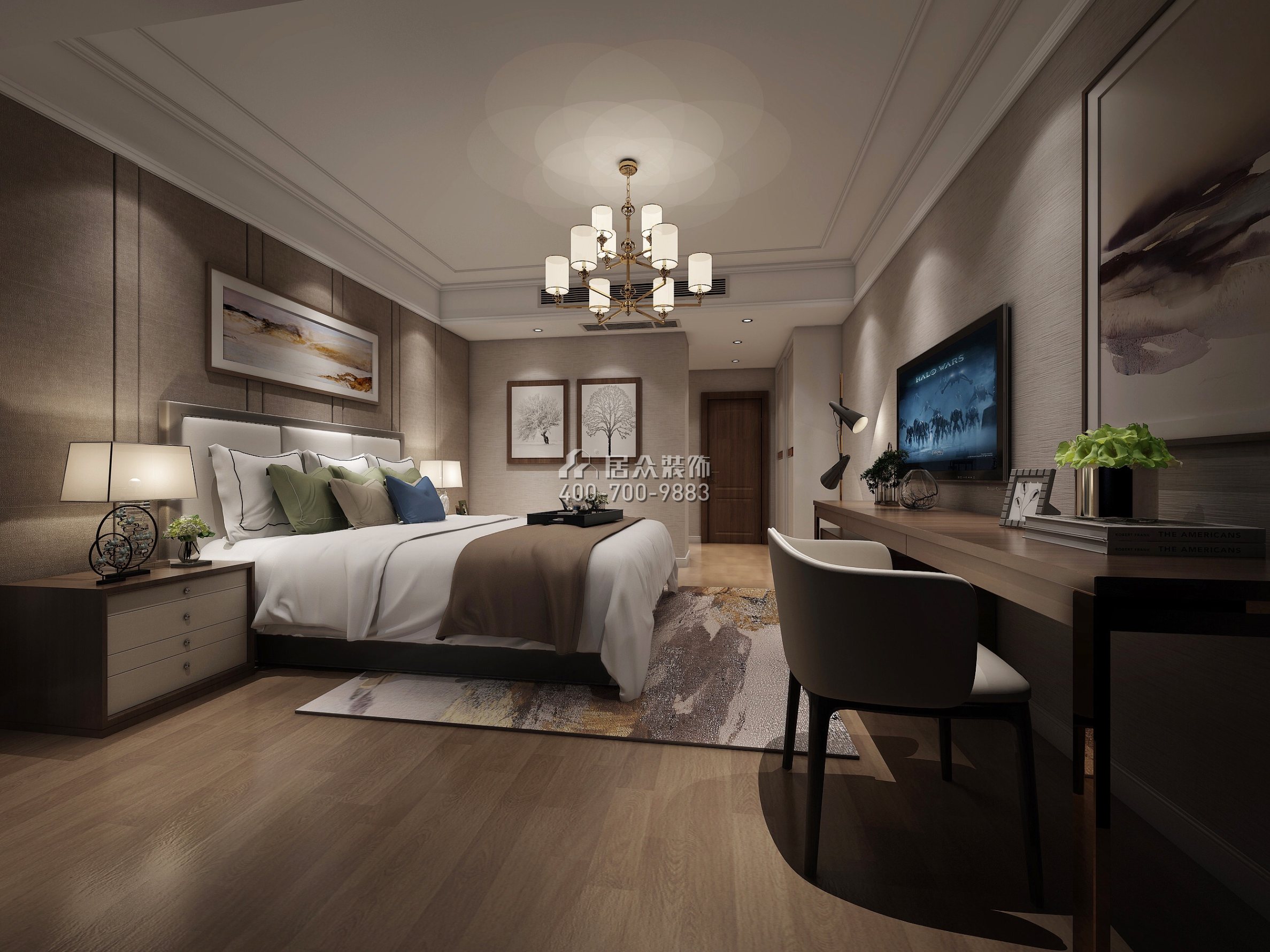 奥林匹克奥龙湾190平方米现代简约风格平层户型卧室装修效果图