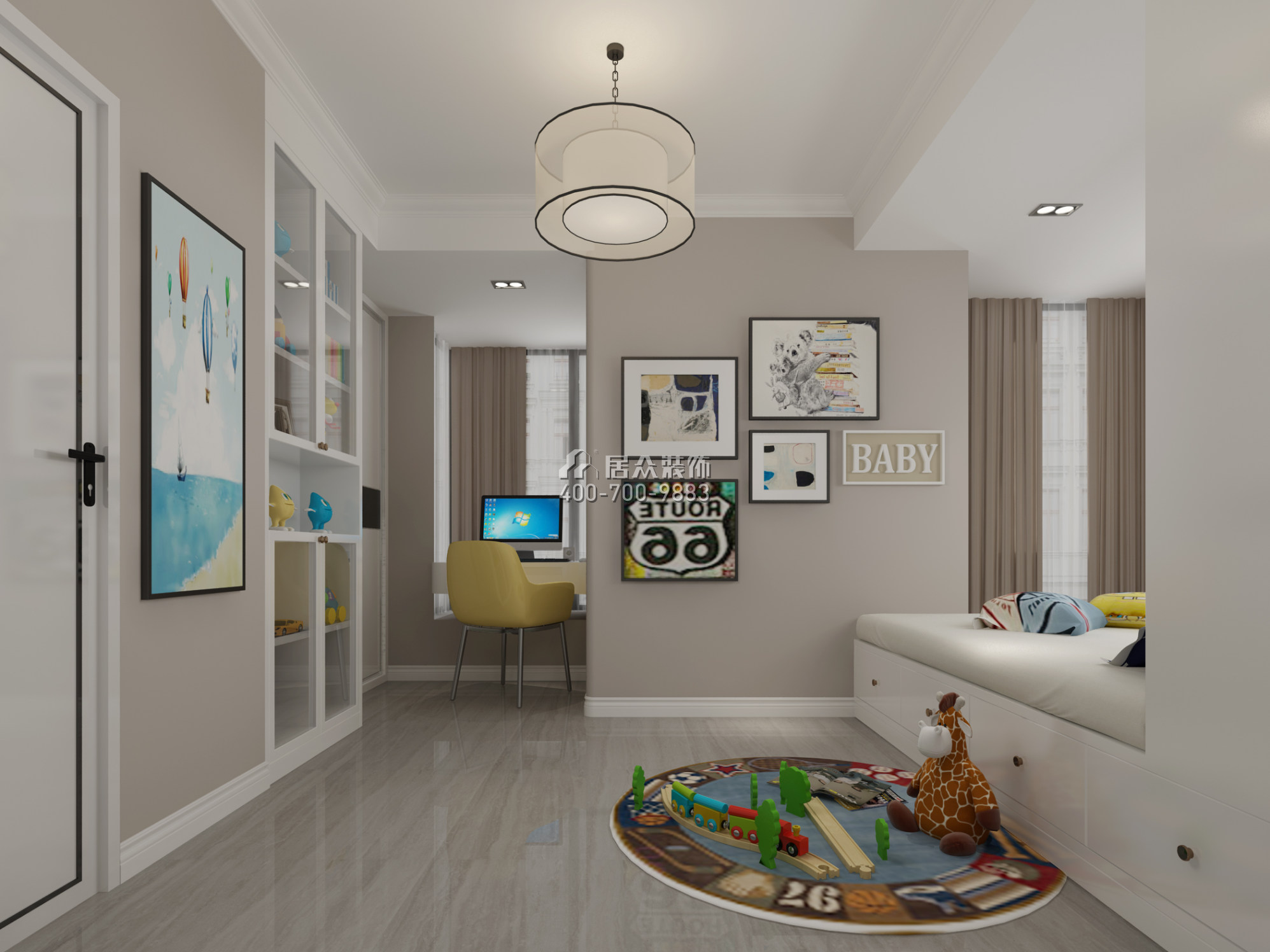 晨暉家園89平方米現代簡約風格平層戶型兒童房裝修效果圖