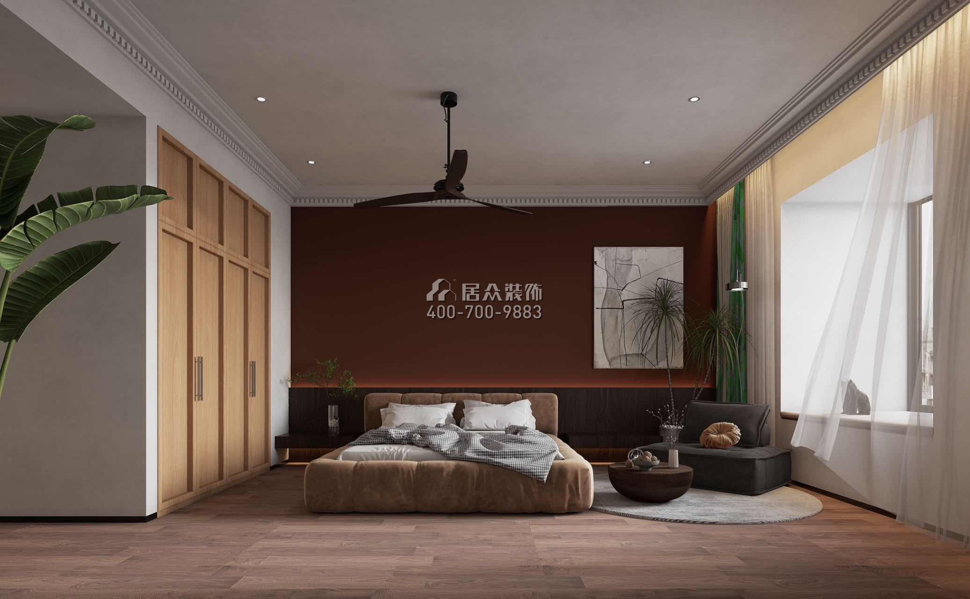 安柏丽晶185平方米混搭风格平层户型卧室（中国）科技有限公司官网效果图