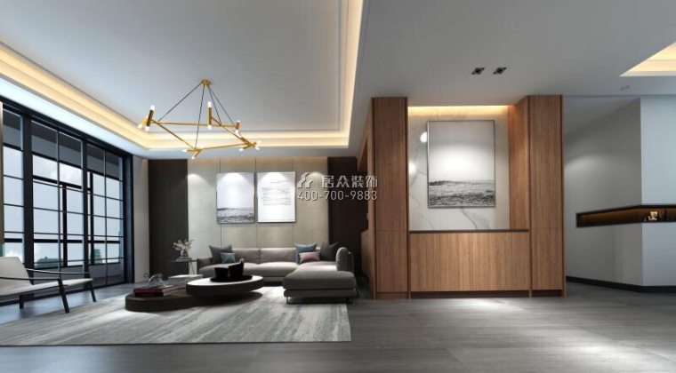 達美溪湖灣170平方米現代簡約風格平層戶型客廳裝修效果圖