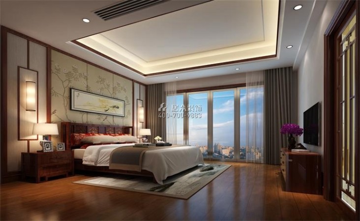 棕榈泉悦江国际220平方米中式风格平层户型卧室装修效果图