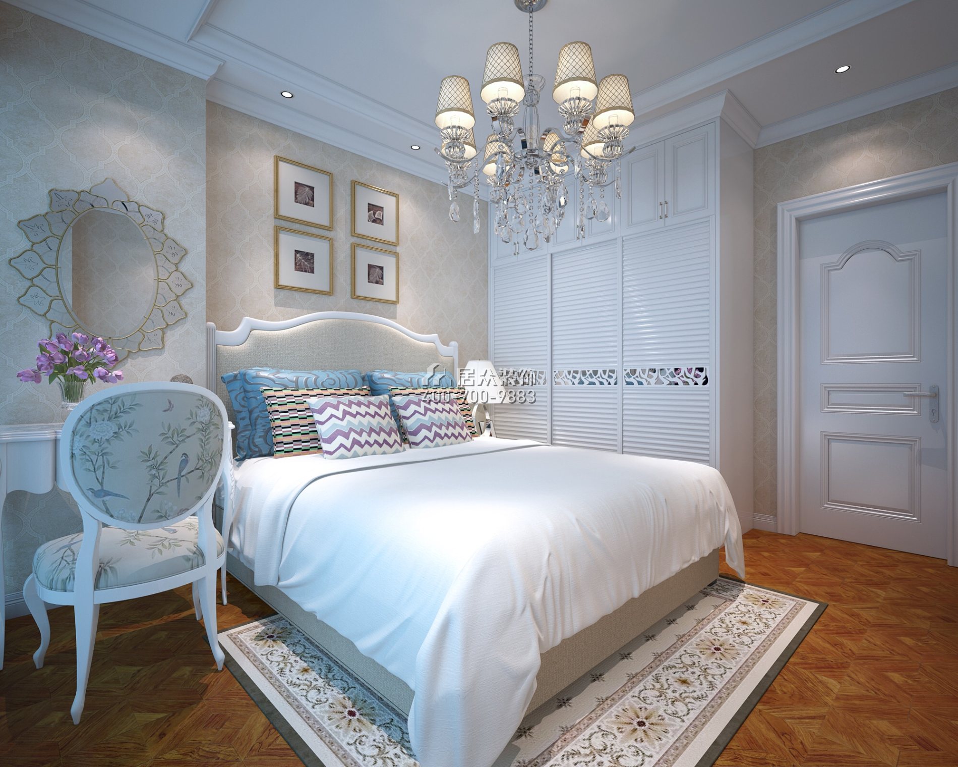 领航城领秀花园89平方米欧式风格平层户型卧室装修效果图