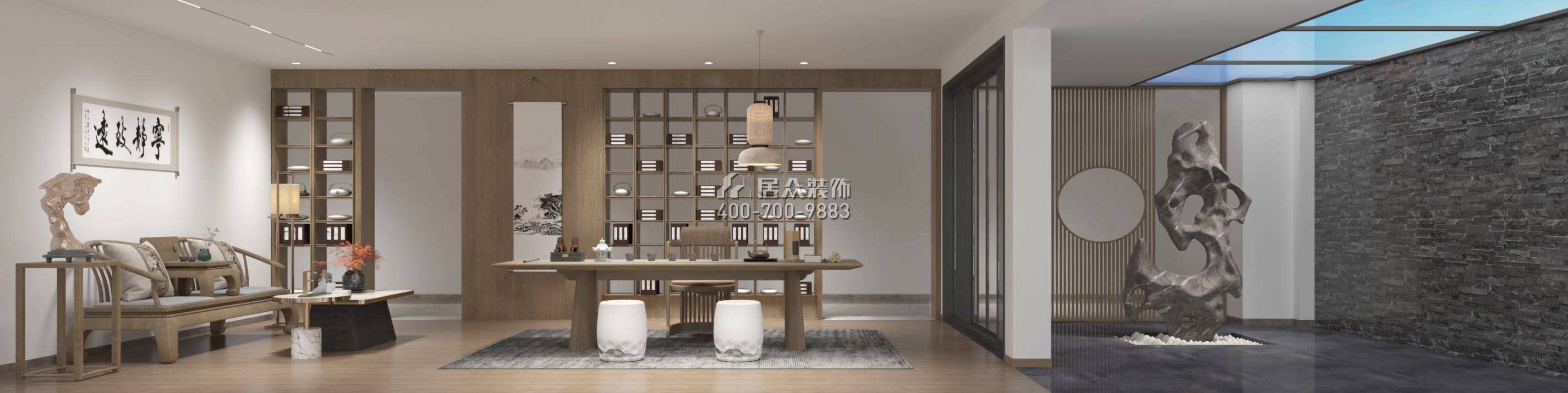 中信紅樹灣-三期638平方米現代簡約風格復式戶型客餐廳一體裝修效果圖