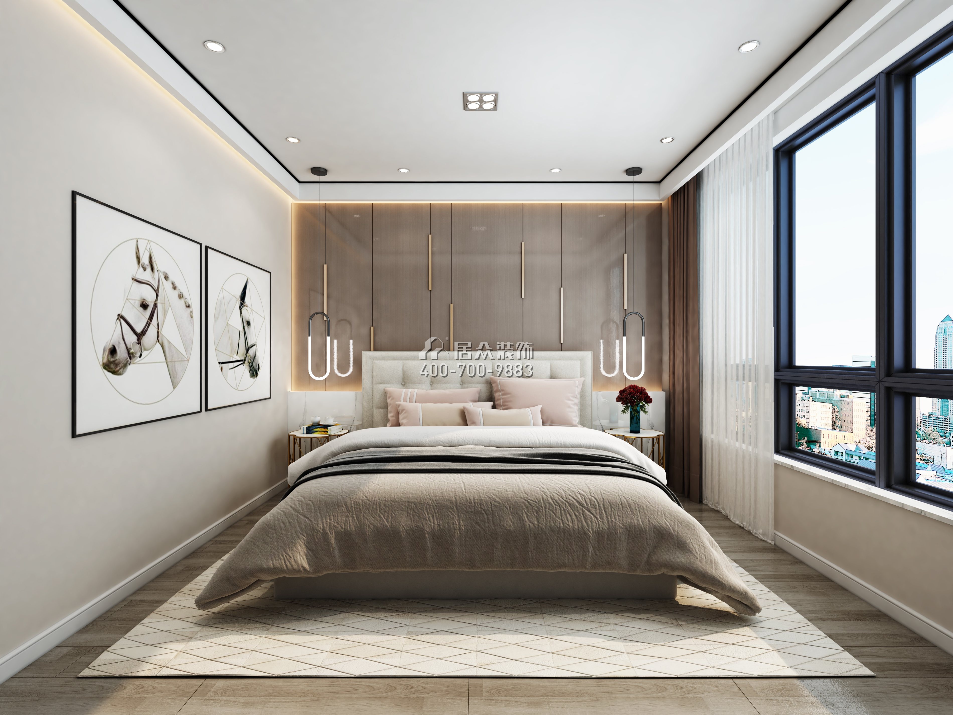心海城94平方米其他风格平层户型卧室kok电竞平台效果图