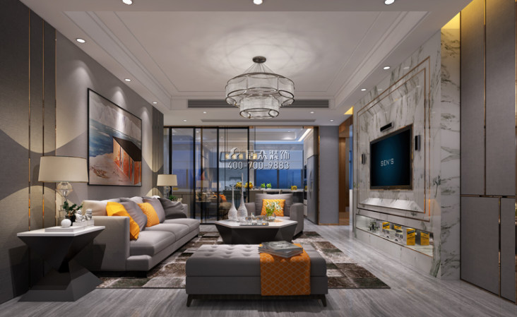 山海韵142平方米现代简约风格平层户型客厅装修效果图