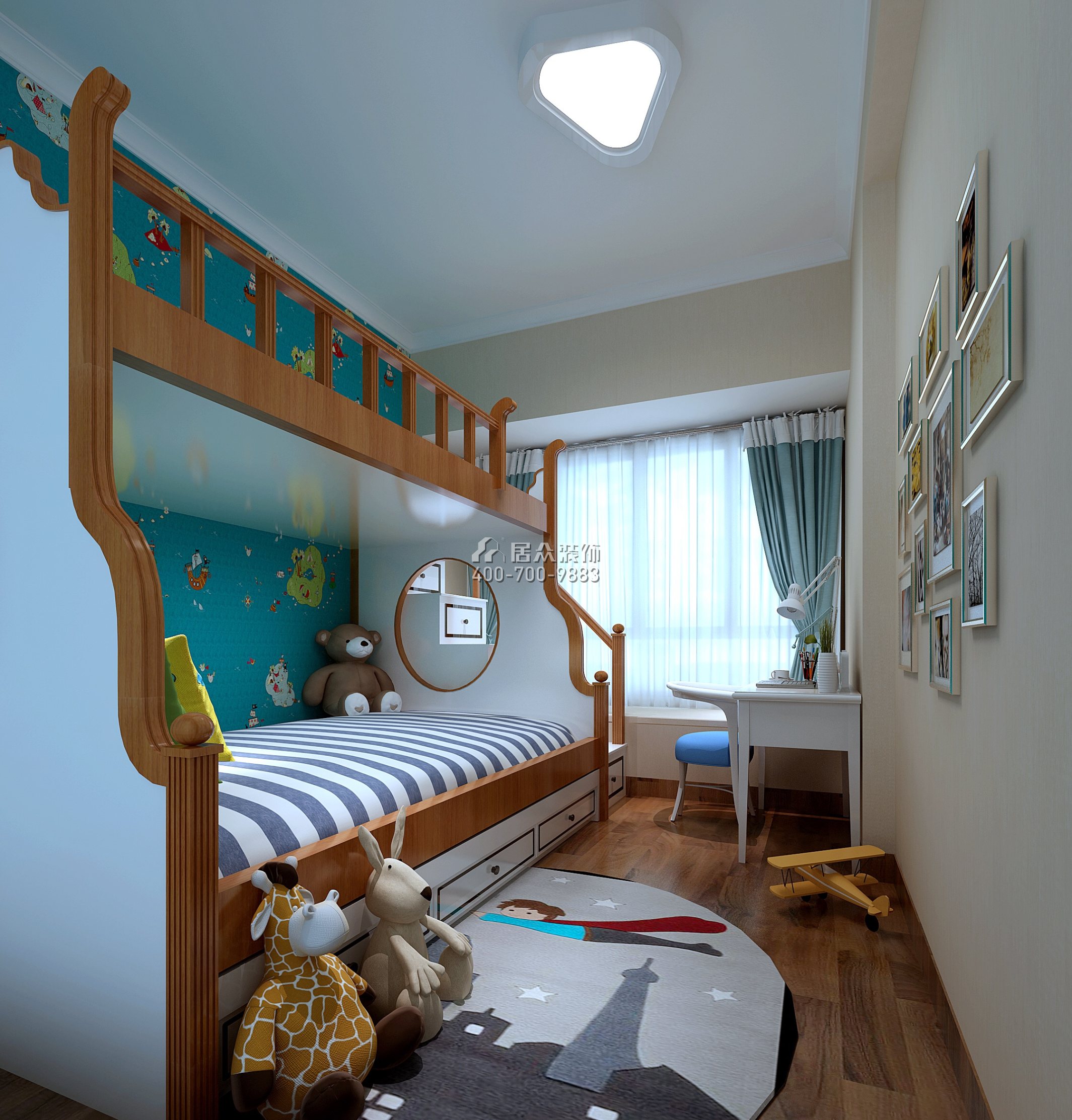 星河丹堤106平方米欧式风格平层户型儿童房装修效果图