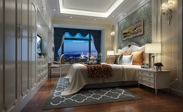 中国铁建水岸国际公馆190平方米欧式风格平层户型卧室装修效果图