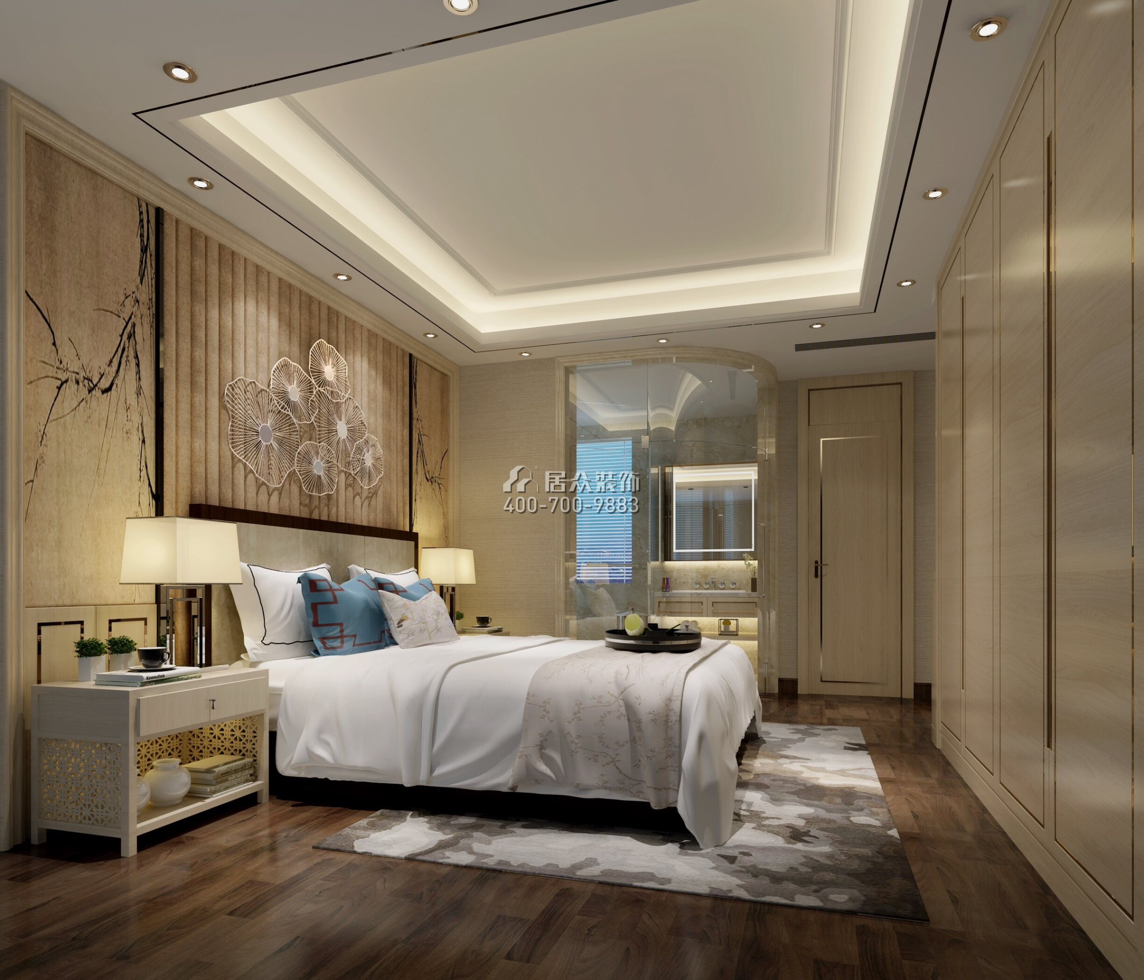 一方中心140平方米中式风格平层户型卧室装修效果图