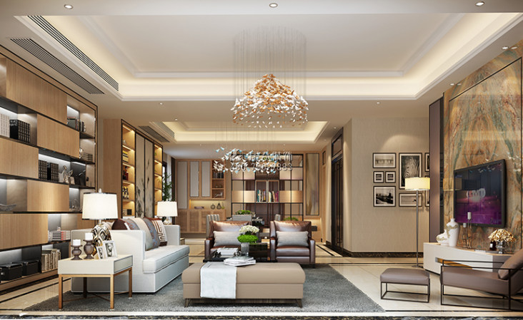 星汇湾300平方米现代简约风格平层户型客厅装修效果图