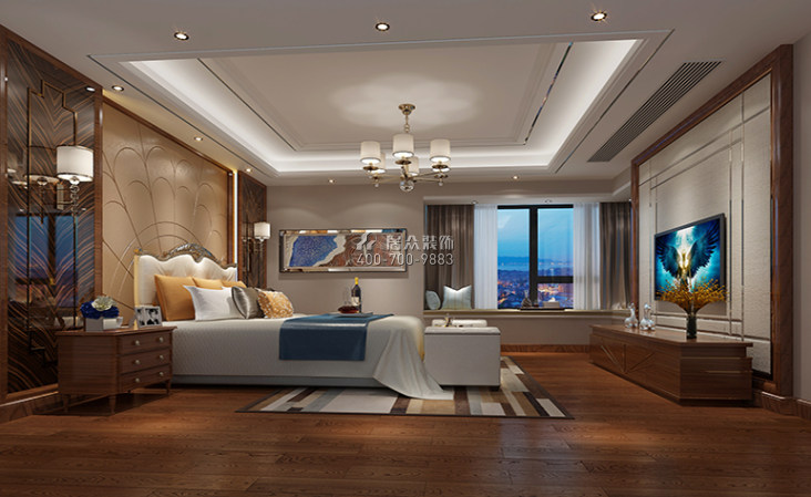 凯景中央首座320平方米现代简约风格自建房户型卧室装修效果图