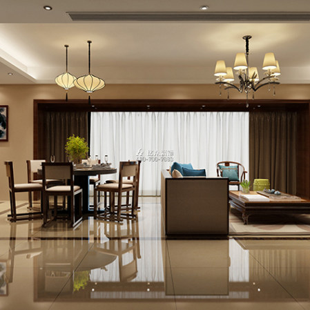 锦绣海湾城89平方米中式风格平层户型客厅装修效果图
