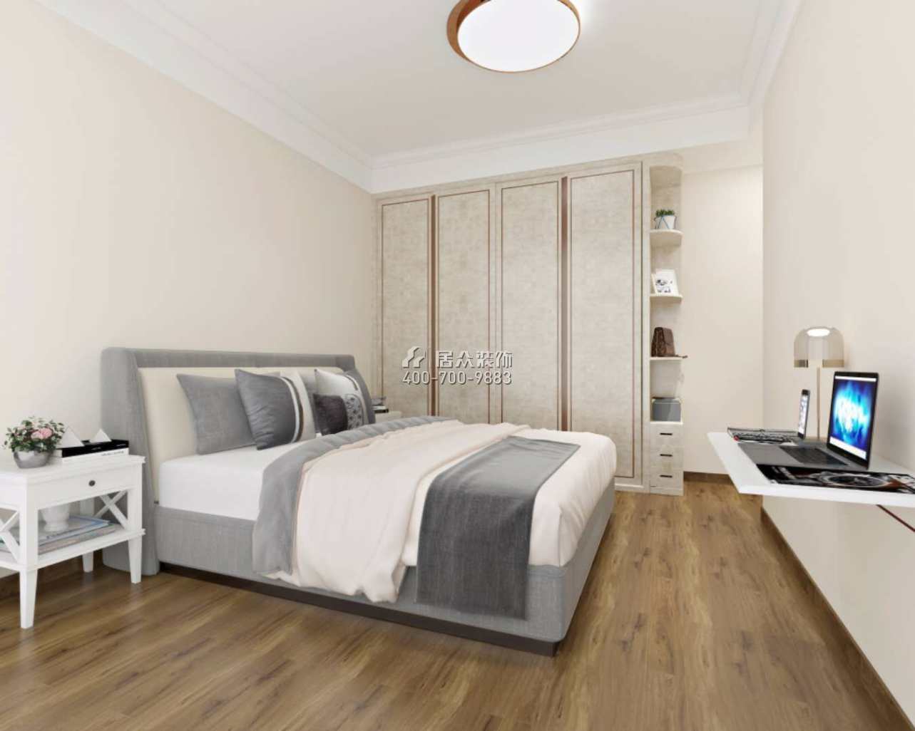 润科华府89平方米现代简约风格平层户型卧室装修效果图
