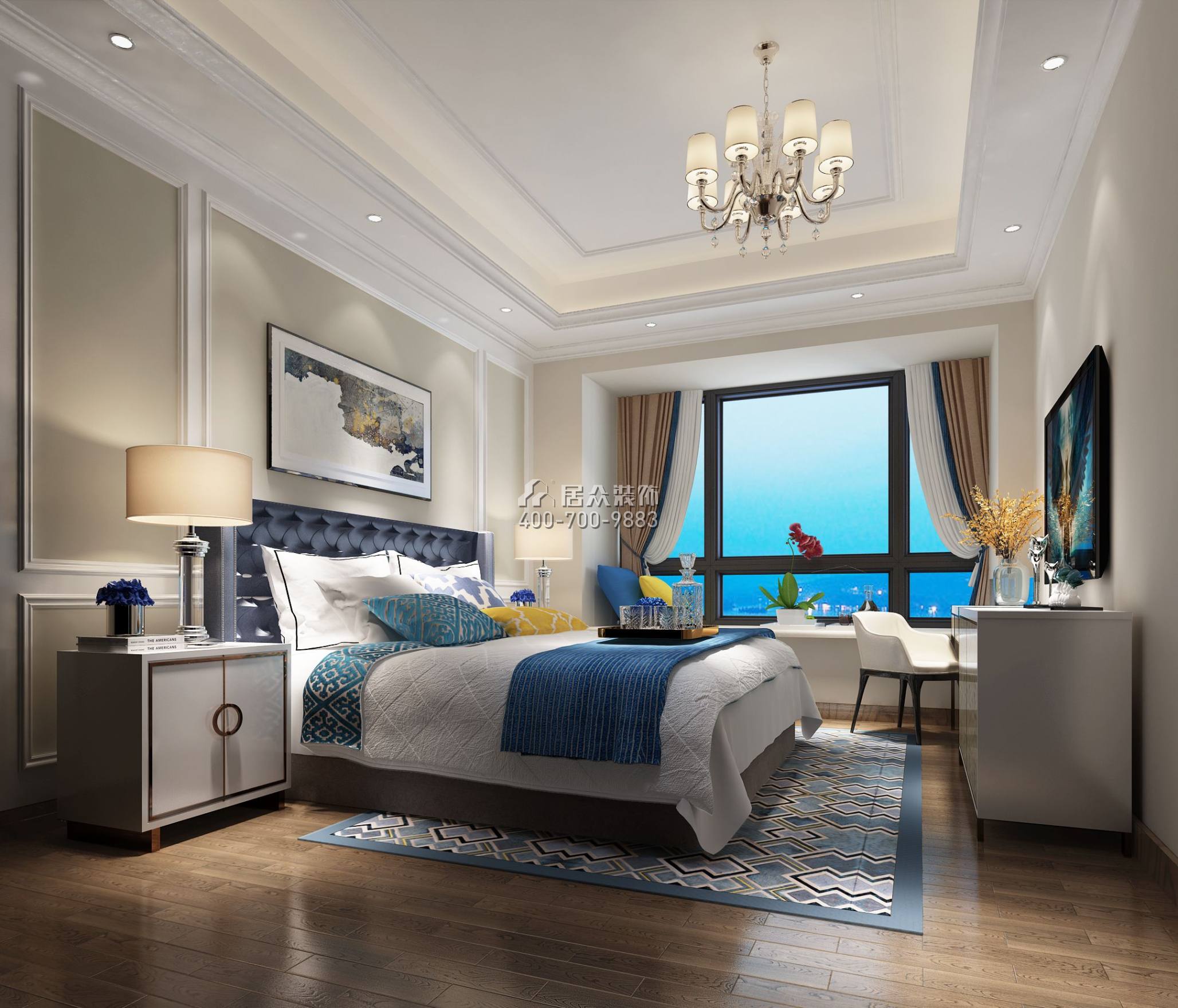 保利天汇120平方米欧式风格平层户型卧室装修效果图