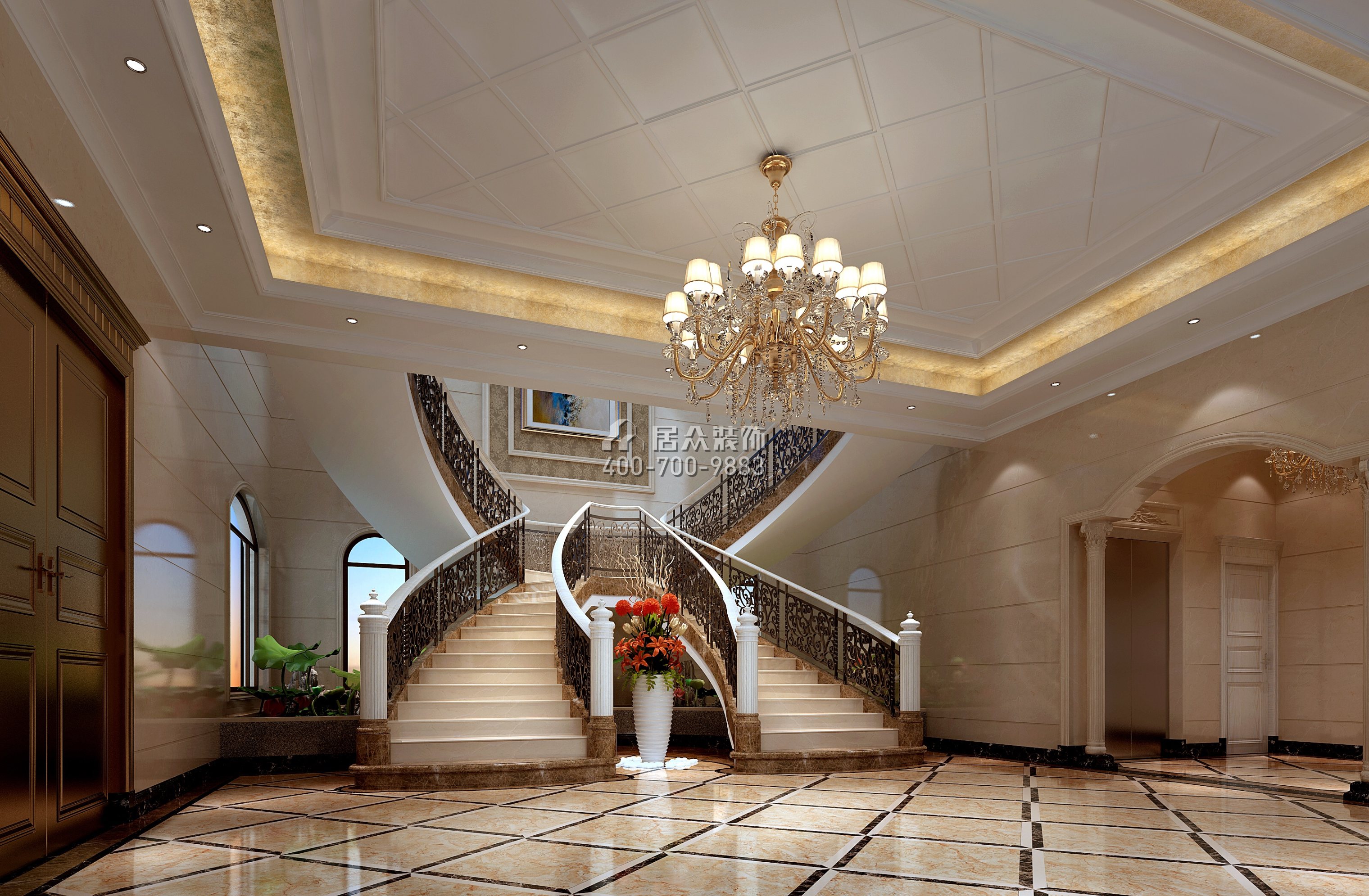 嘉逸园500平方米欧式风格别墅户型楼梯装修效果图