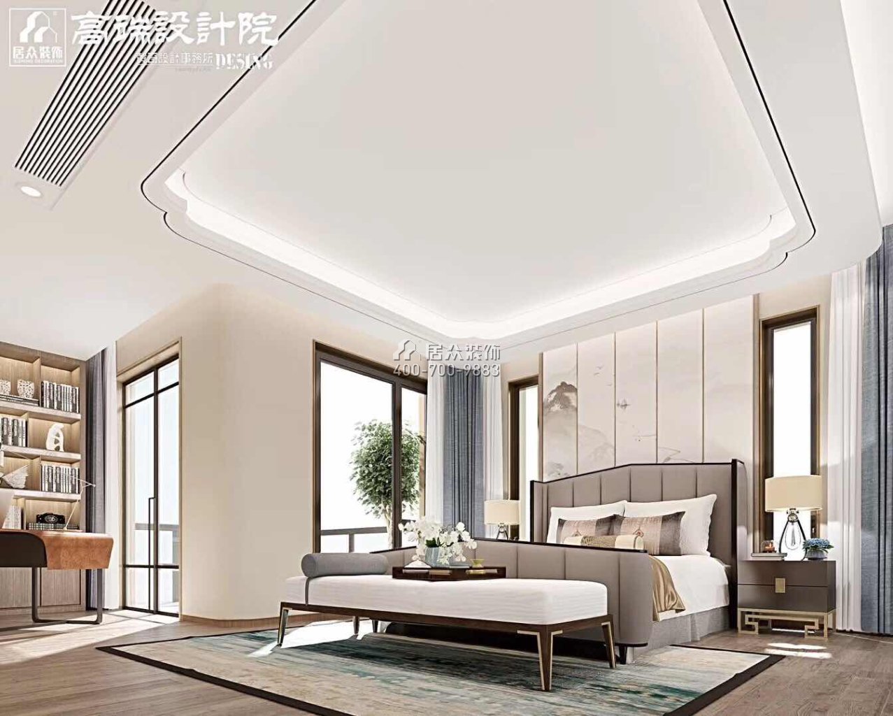 湘江一号500平方米中式风格别墅户型装修效果图