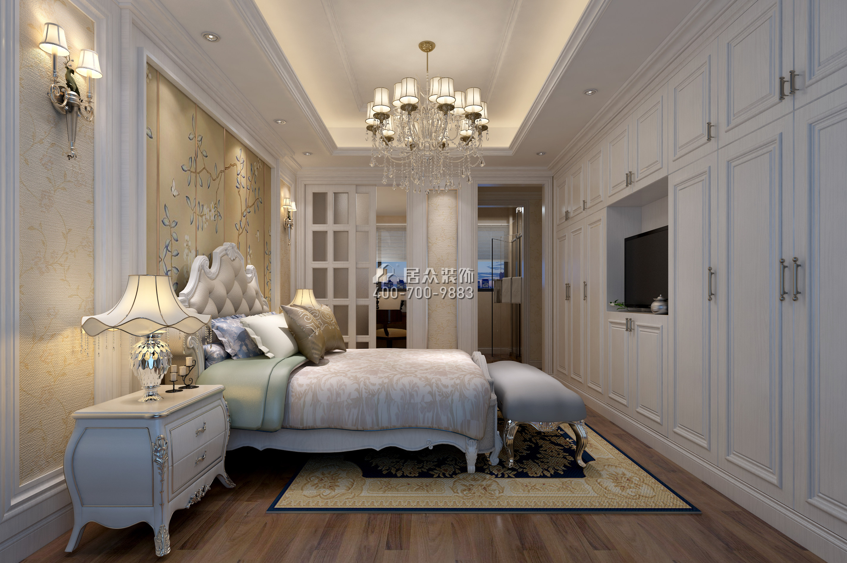 南海玫瑰园125平方米现代简约风格平层户型卧室装修效果图