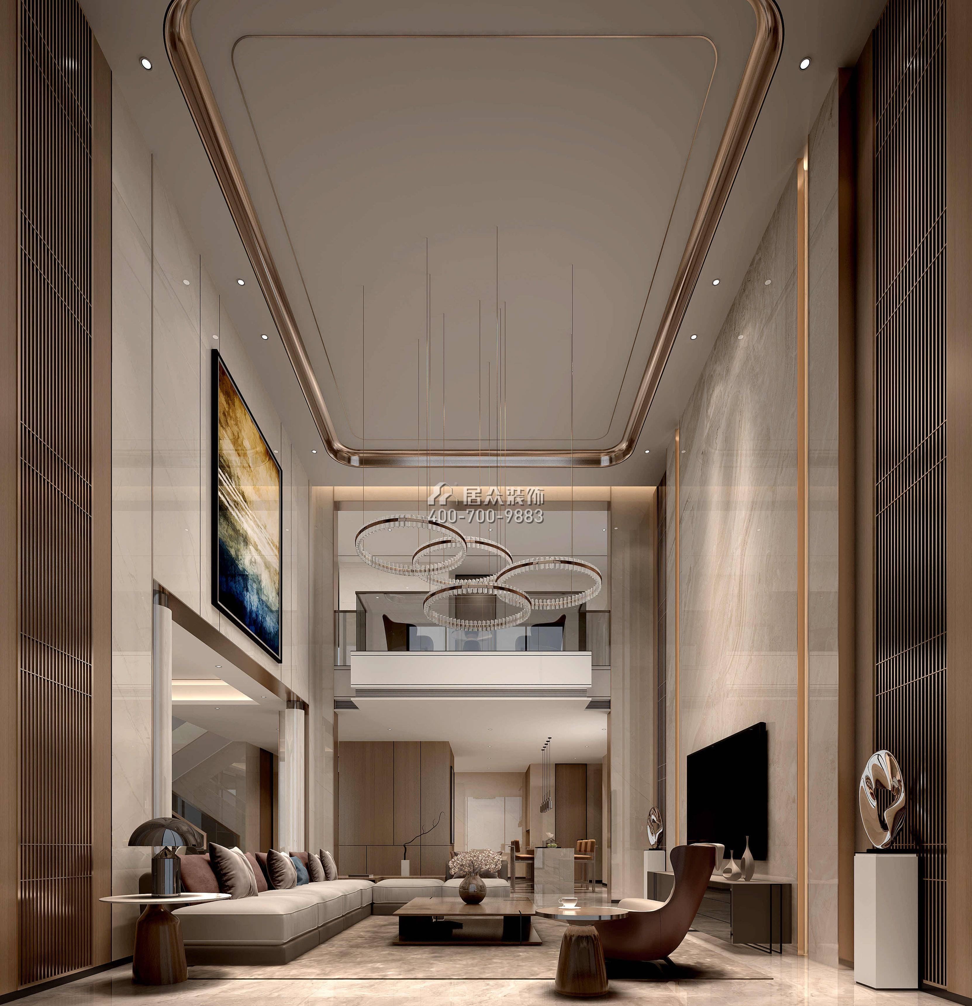 海逸豪庭366平方米現代簡約風格別墅戶型客廳裝修效果圖