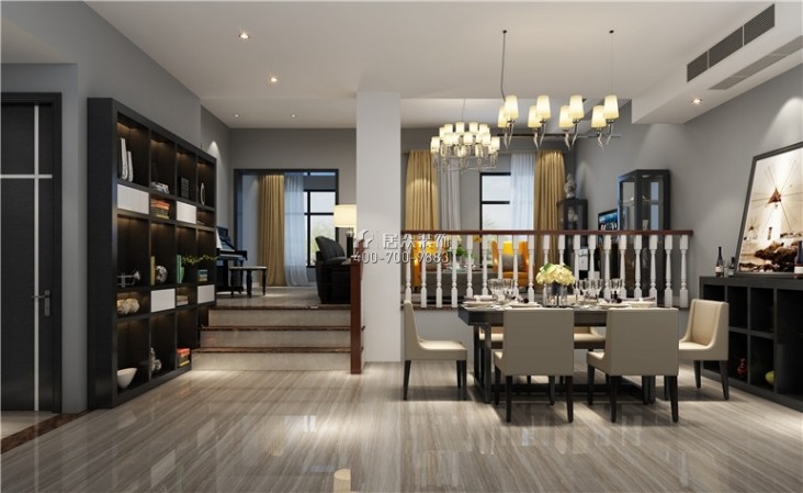万科紫台300平方米现代简约风格别墅户型餐厅装修效果图
