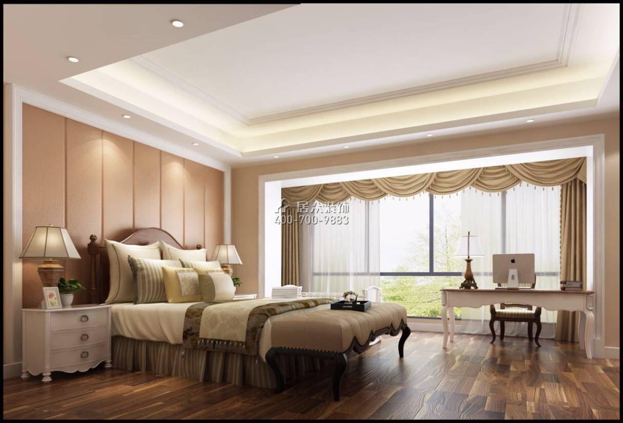 世茂湖濱首府230平方米美式風格平層戶型臥室裝修效果圖